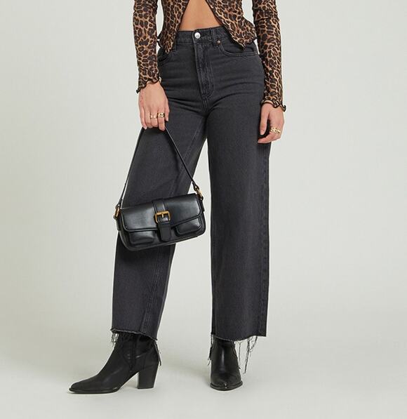 PacSun Denim - Pacsun nora wide leg black jeans raw hem women's size 28 100% cotton pants